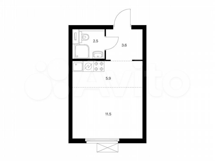 Квартира-студия, 23,5 м², 30/33 эт.