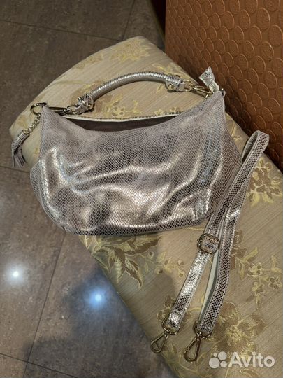 Сумка женская золотая под рептилию