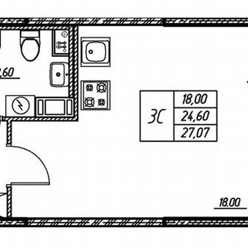 Квартира-студия, 27,1 м², 17/17 эт.
