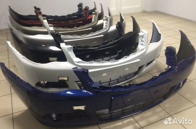 Бампер передний на Nissan Almera 13 Белый