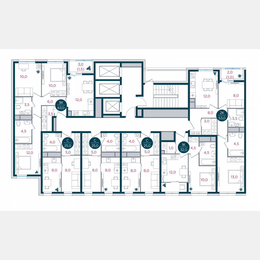 2-к. квартира, 53 м², 26/26 эт.