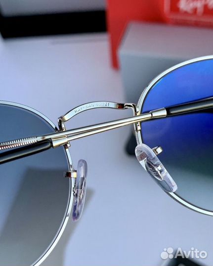 Очки ray ban round metal голубые