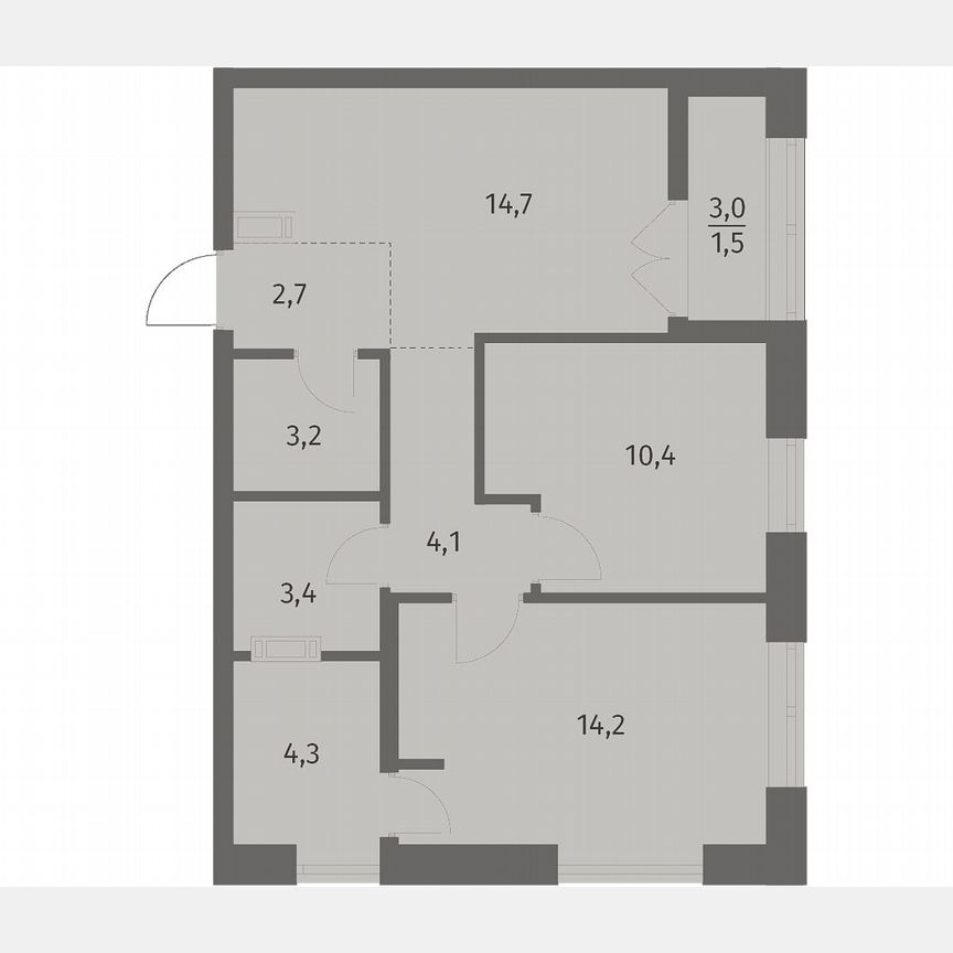 2-к. квартира, 58,5 м², 7/12 эт.