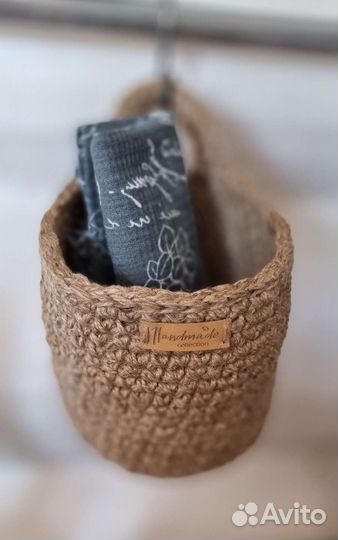 Подвесная корзина из джута