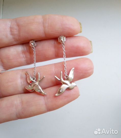 Серьги hot diamonds, серебро с бриллиантами, кольц