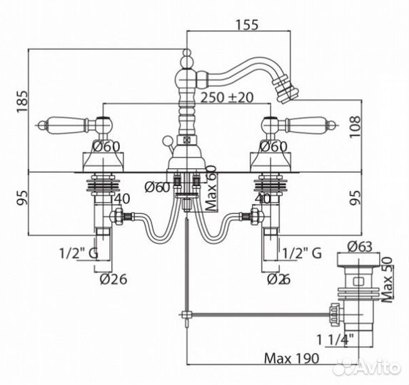 Смеситель для биде Cezares diamond-BBS2