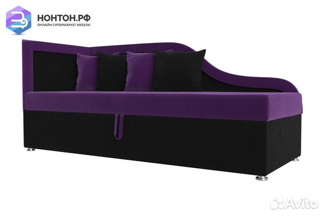 Детский диван Дюна микровельвет фиолетовый / черны