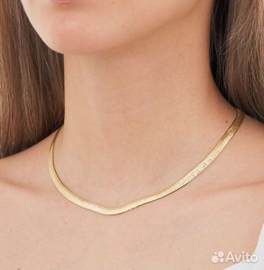 Цепь колье под лимонное золото