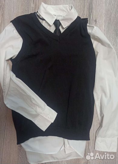 Школьная одежда рубашка, жилет, галстук h&m,р.170