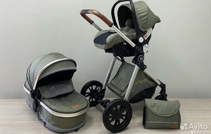 Новая коляска v9 3 в 1 оливковая
