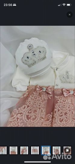 Комплект на выписку боди платье новорожденных