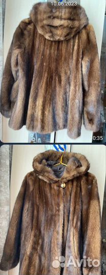 Шуба норковая с капюшоном