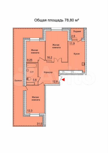 3-к. квартира, 78,8 м², 20/21 эт.