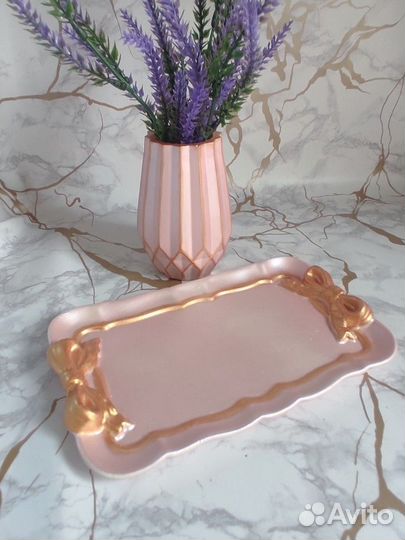 Гипсовый наборчик:ваза и поднос