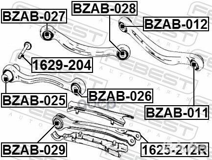 Сайлентблок задней тяги bzab025 Febest