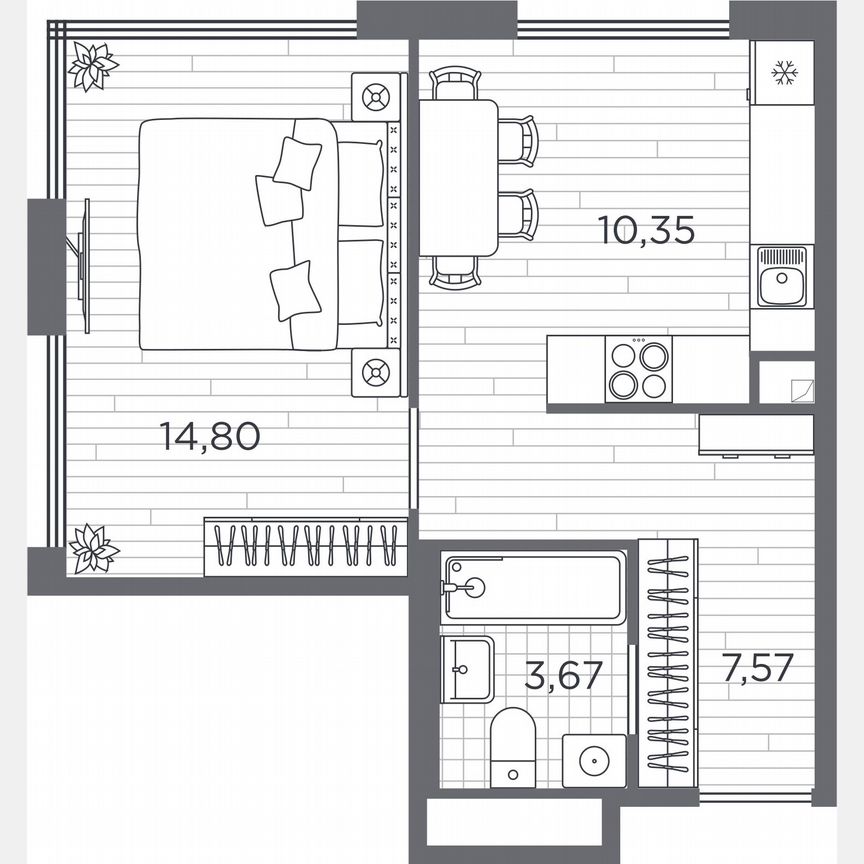 1-к. квартира, 36,4 м², 2/5 эт.
