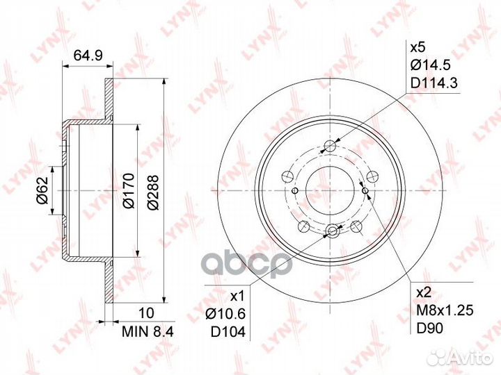 Диск тормозной зад BN1145 lynxauto