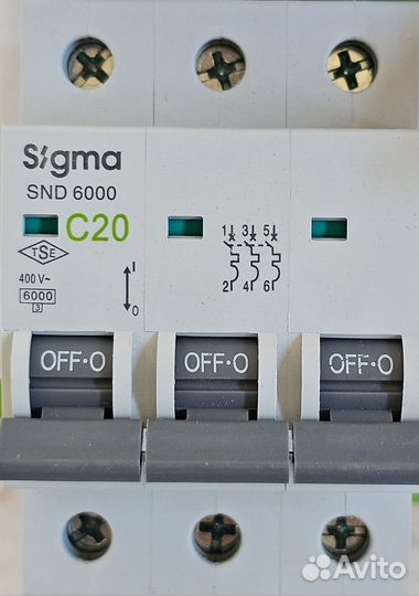 Автоматический выключатель Sigma Elektrik 3P C 20A
