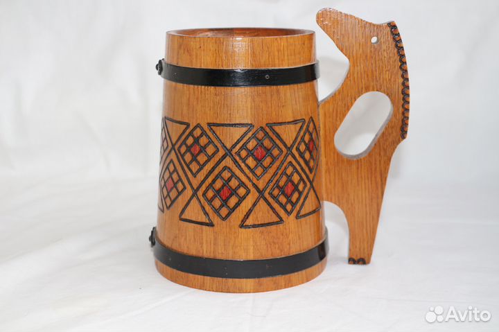 Пивная кружка деревянная большая