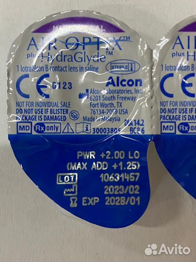 Alcon Air Optix plus Hydraglyde Multifocal 2линзы