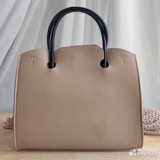 Сумка Furla tote натуральная кожа серая