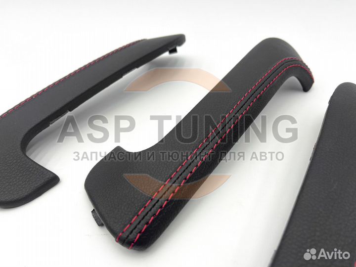 Накладки ручек дверей, экокожа, Гранта (Красный)