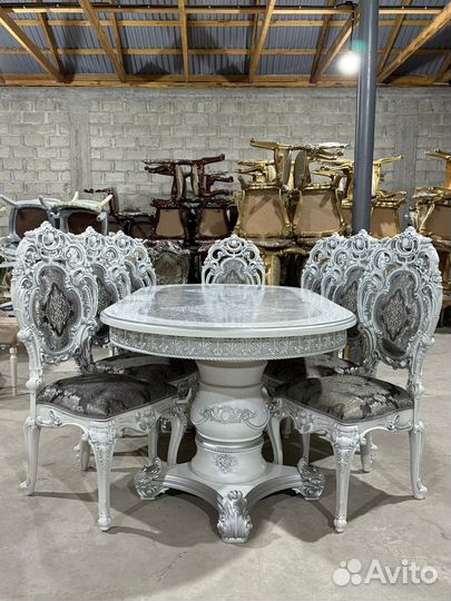 Стол Голд Овальный Серебром