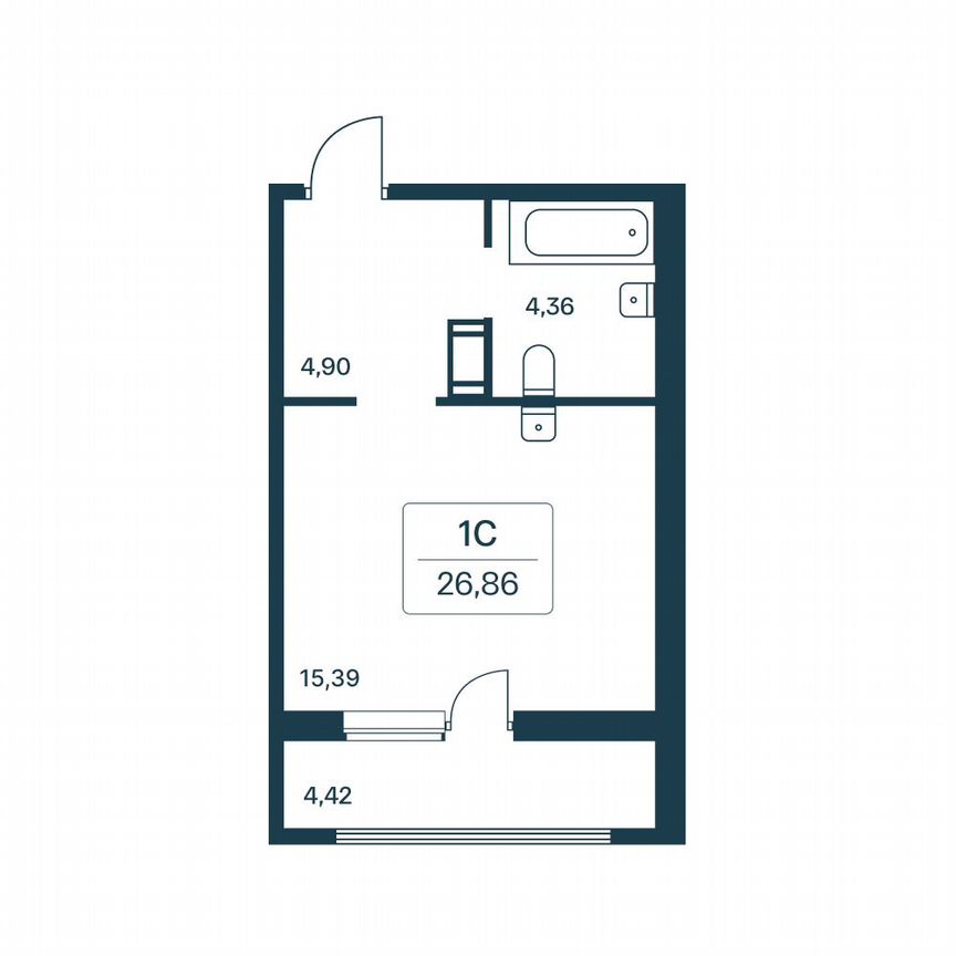 Квартира-студия, 27,2 м², 2/11 эт.