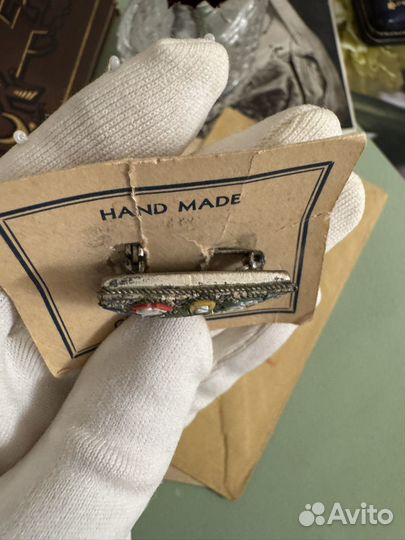 Антикварная брошь с микромозайкой