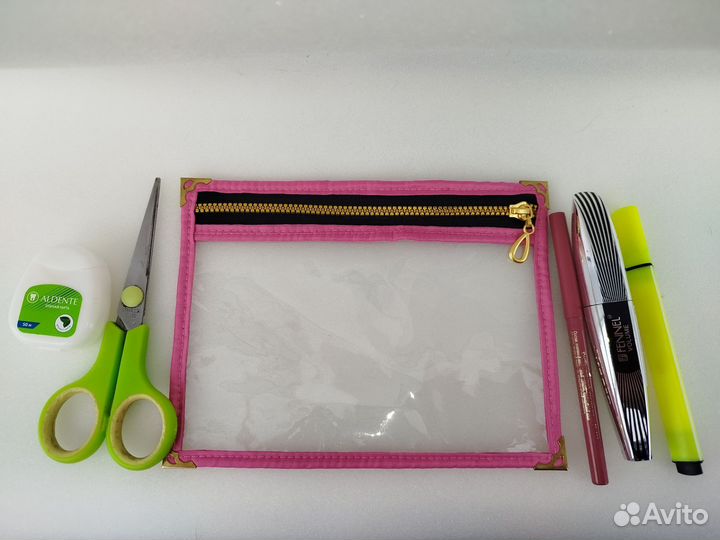 Конверт - косметичка прозрачная розовая