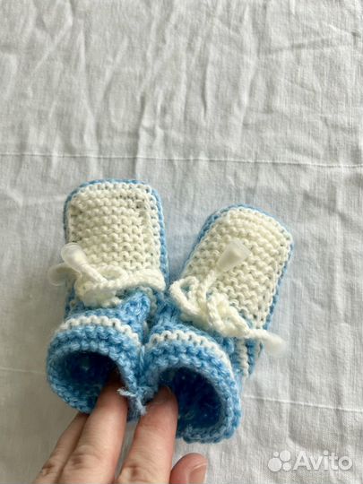 Новые вязаные пинетки для малыша, стелька 10,5 см