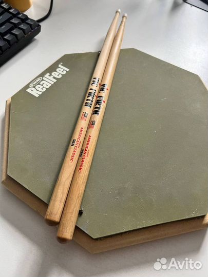 Тренировочный пэд evans и палочки vic firth 5bn