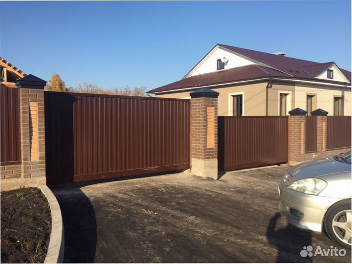 Откатные ворота из профнастила