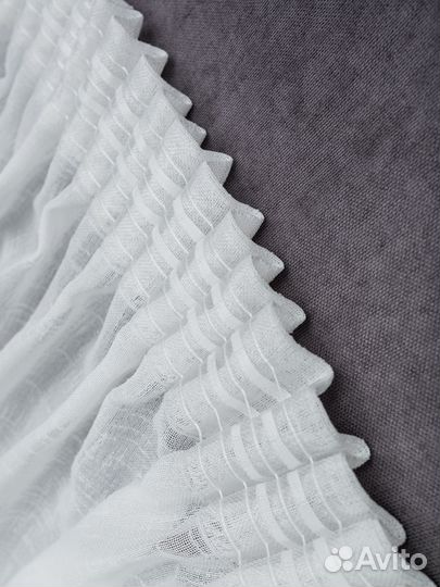 Готовый тюль лен фэнтези белый, кремовый