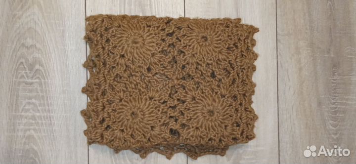 Шарф женский вязаный узорный коричневый 180x30см