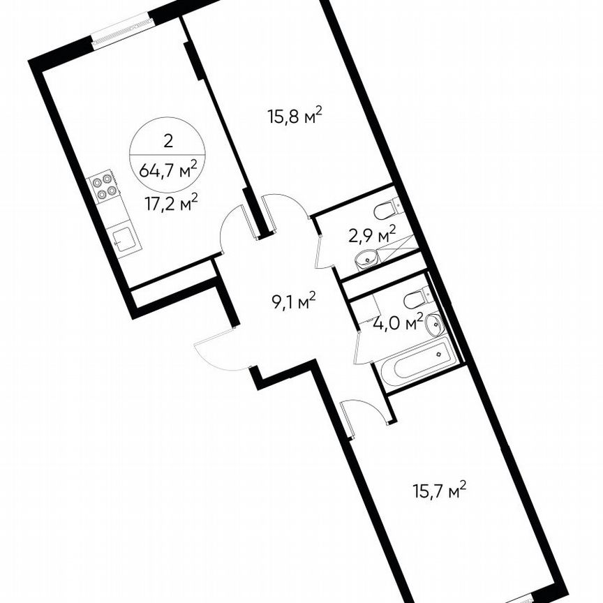 2-к. квартира, 64,7 м², 11/17 эт.