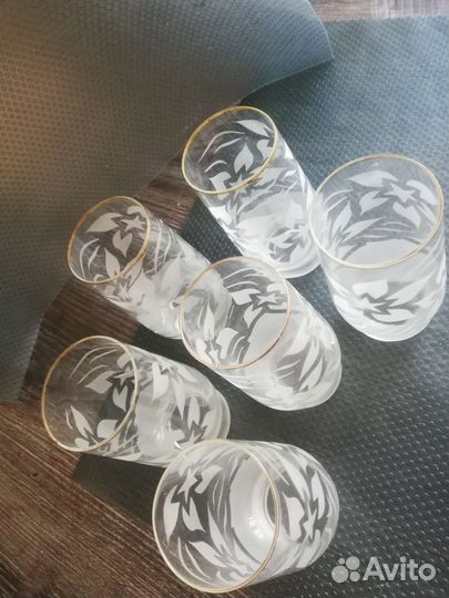 Стаканы стеклянные с напылением СССР 6шт