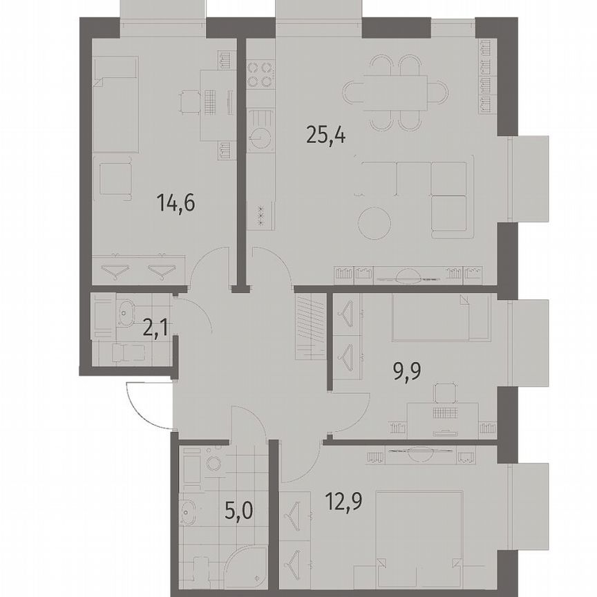 3-к. квартира, 79,2 м², 5/12 эт.