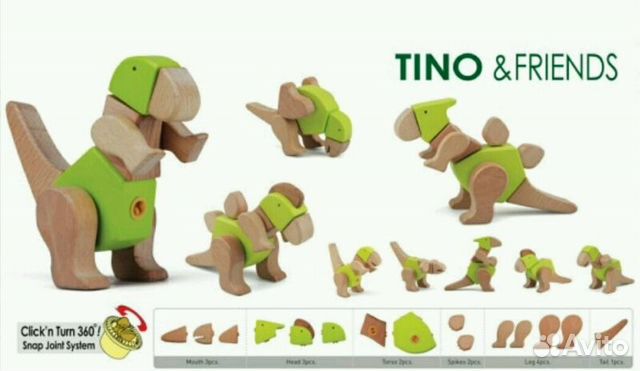 EQB Dino-Tino Деревянный конструктор динозавр