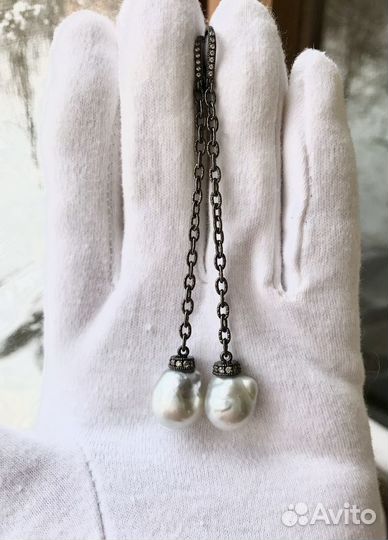 Серьги с морским жемчугом: 