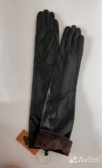 Длинные кожаные новые перчатки