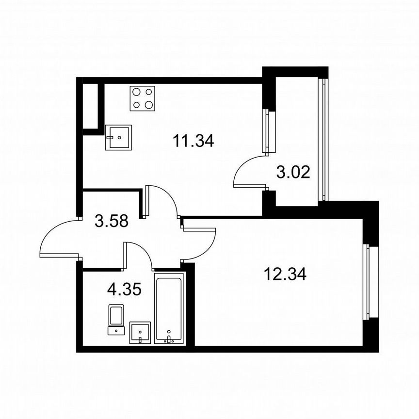 1-к. квартира, 33,1 м², 2/9 эт.