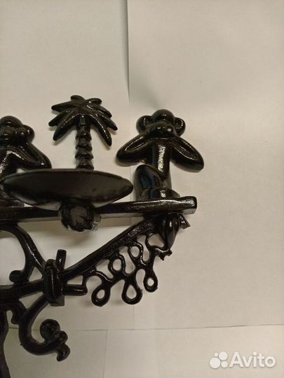 Редкий Подсвечник, Три Обезьянки, Чугун