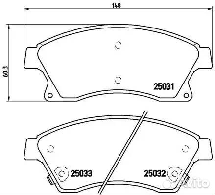 Колодки тормозные передние 148*60.3 (см VIN)