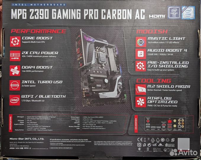 MPG Z390 gaming PRO carbon AC