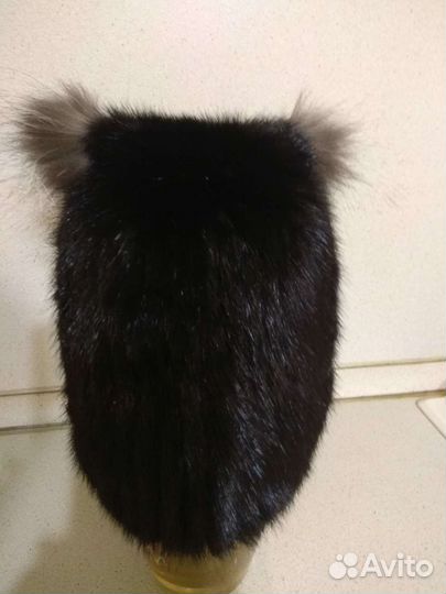 Шапка норковая вязаная женская