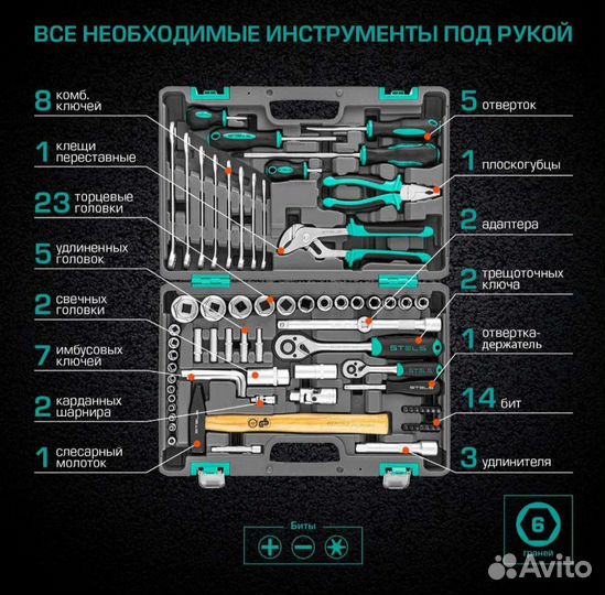 Набор инструментов stels 142 предмета