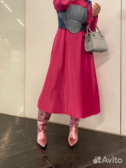 Сапоги ковбойские женские розовые