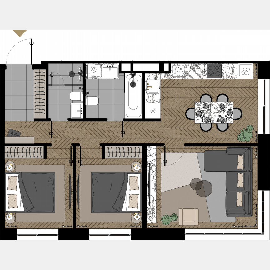 2-к. апартаменты, 70 м², 21/23 эт.