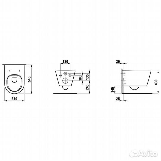 Laufen kartell Унитаз подвесной 545х370х430 мм